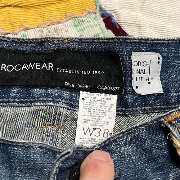 Rocawear Y2K Baggy Skater Big Pocket Acid Washed Jeans 38Wx34L - Picture 5 of 8